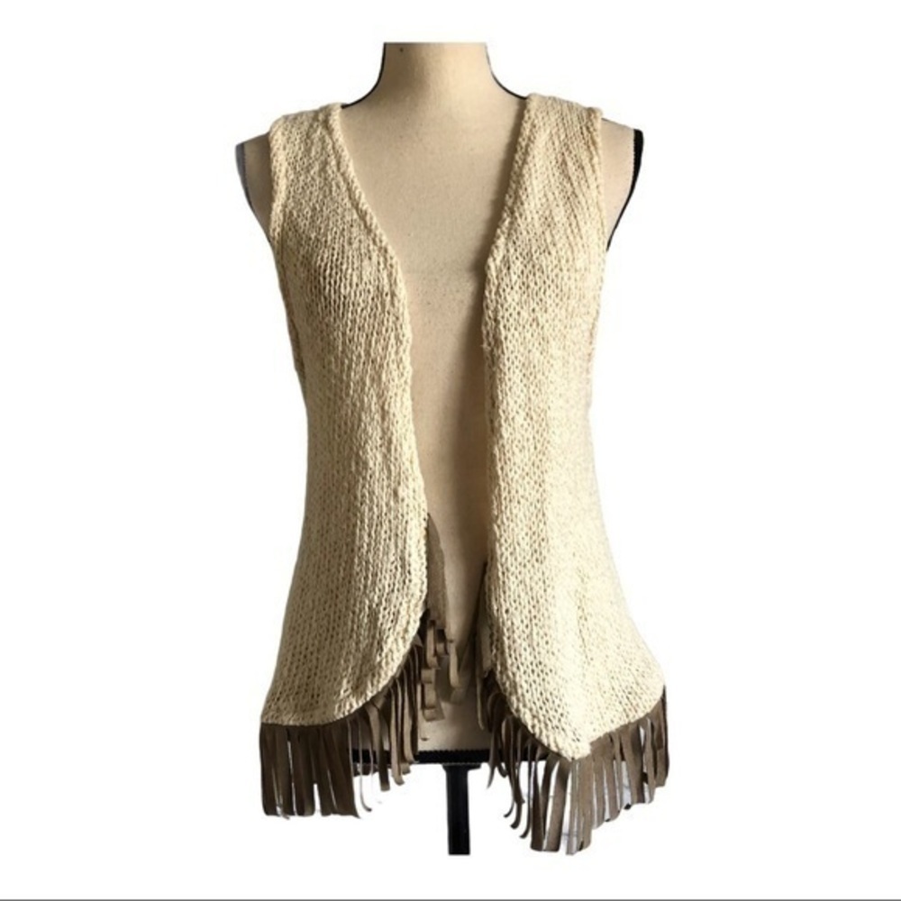 Astars Bonfire Festival Hippie Fringe Knit Vest Size S - Picture 2 of 13